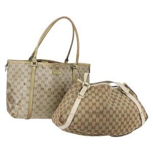 GUCCI GG Canvas Shoulder Bag 2 Set Red Gold